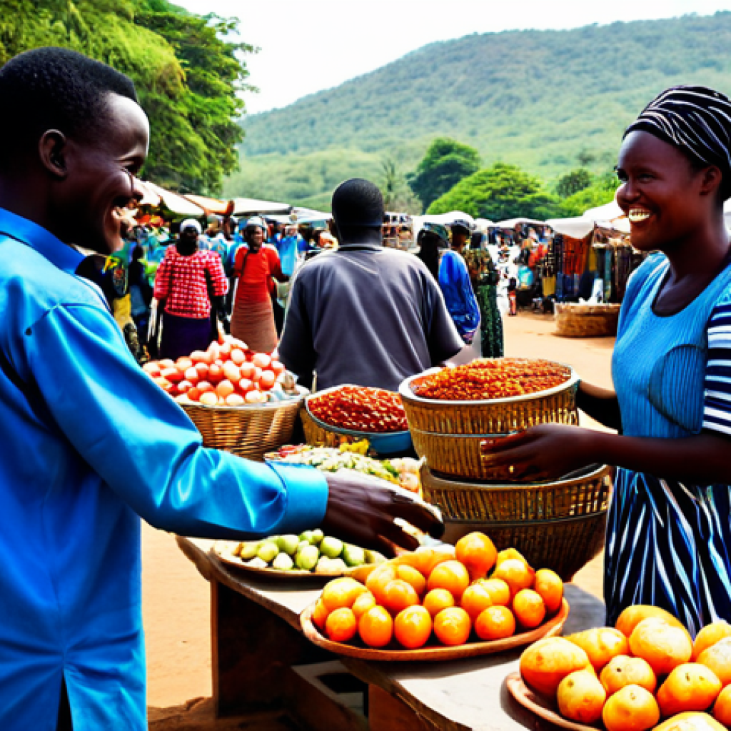 A solo traveler, fully clothed in modest, comfortable travel attire, respectfully engaging with local Malawian artisans at a vibrant outdoor market near Lake Malawi. The scene captures a warm, friendly interaction, with smiles and natural poses. Market stalls display handcrafted goods, reflecting local culture. The background shows glimpses of the Malawian landscape. safe for work, appropriate content, fully clothed, family-friendly, perfect anatomy, correct proportions, natural pose, well-formed hands, proper finger count, natural body proportions, professional photography, high quality, diffused natural light.