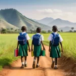 말라위에서 촬영한 다큐멘터리 및 영화 - **"A vibrant and hopeful scene depicting young Malawian children, aged 8-12, walking to a rural scho...