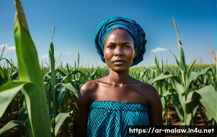 말라위와 IMF 세계은행 관계 - A vibrant, wide-angle shot of a Malawian woman, mid-30s, with a determined yet hopeful expression, s...